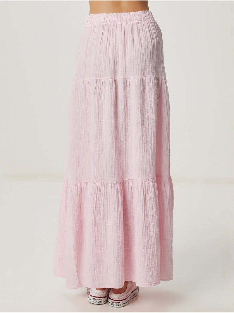 Gonna maxi a-line vita alta istanbul Rosa antico - Kiabi