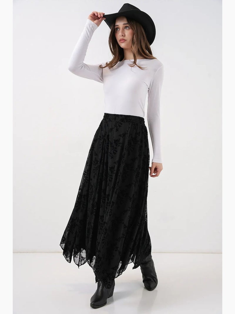 Gonna maxi a linea a a vita alta con stampa floreale bdart Nero - Kiabi