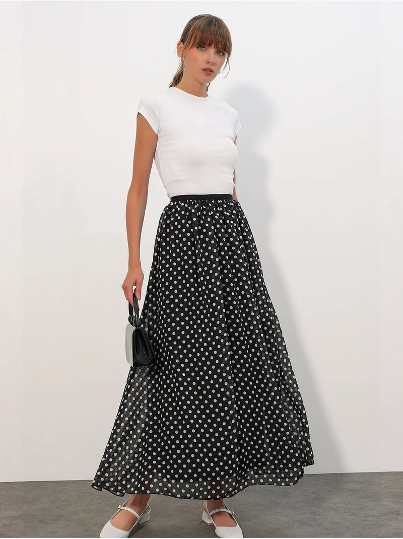 Gonna maxi a pois a vita alta bdart Nero - Kiabi