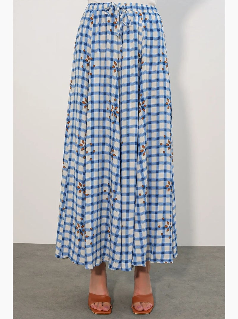 Gonna maxi a quadri a vita alta bdart Bianco Blu - Kiabi