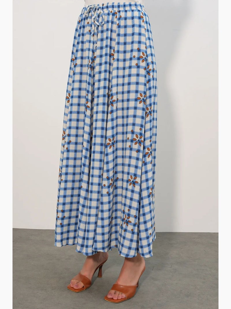 Gonna maxi a quadri a vita alta bdart Bianco Blu - Kiabi