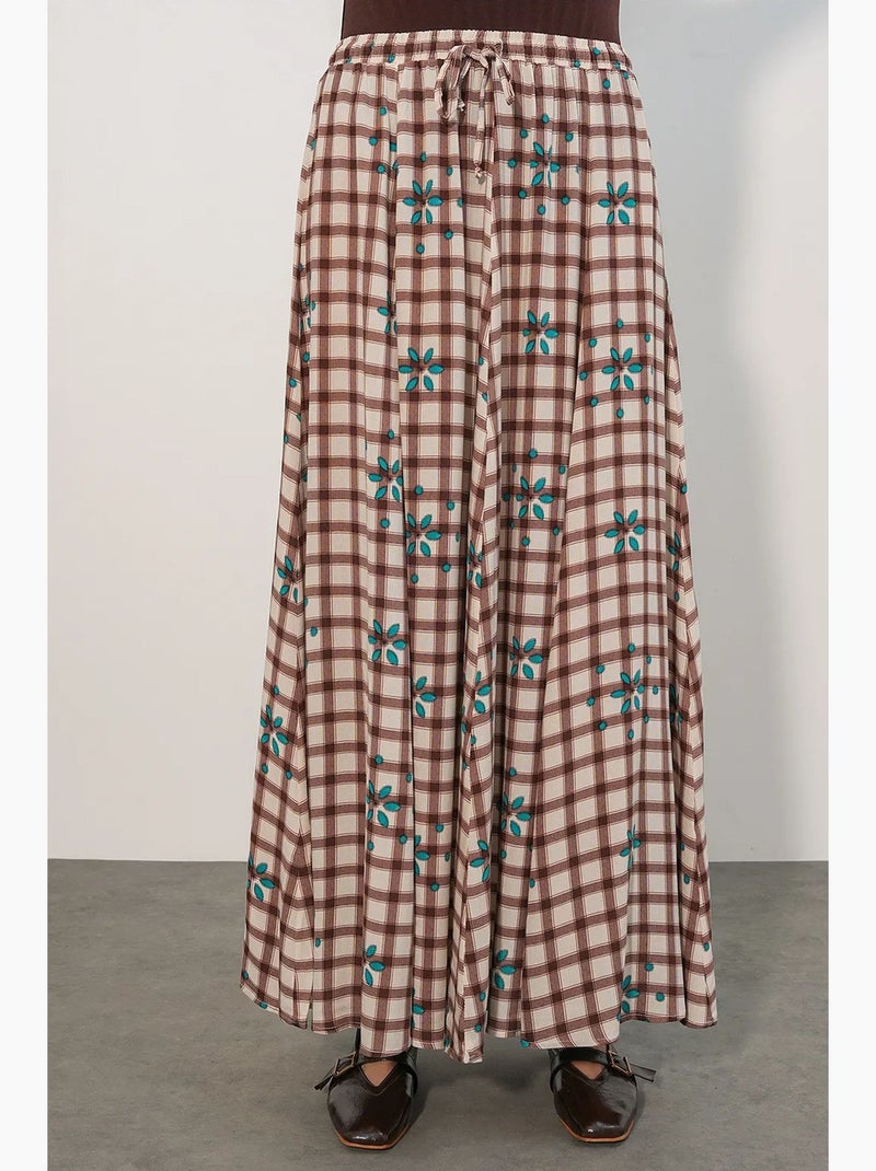 Gonna maxi a quadri a vita alta bdart Crema - Kiabi