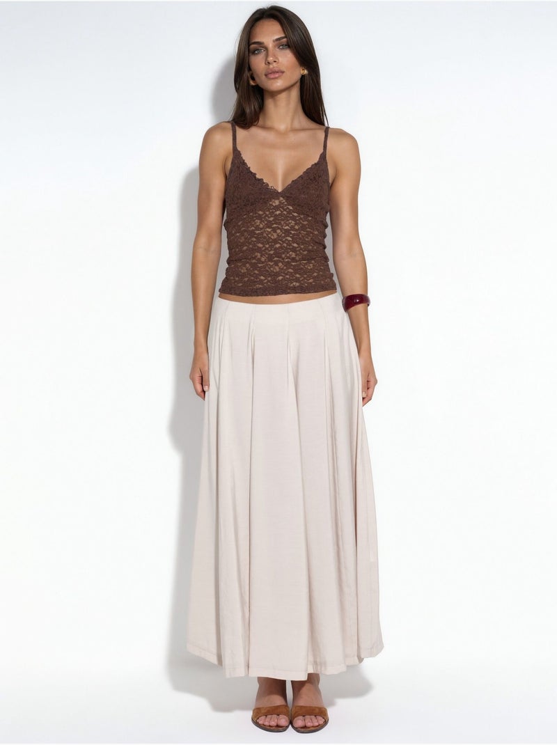 Gonna maxi a trapezio a vita alta busem Beige argilla - Kiabi