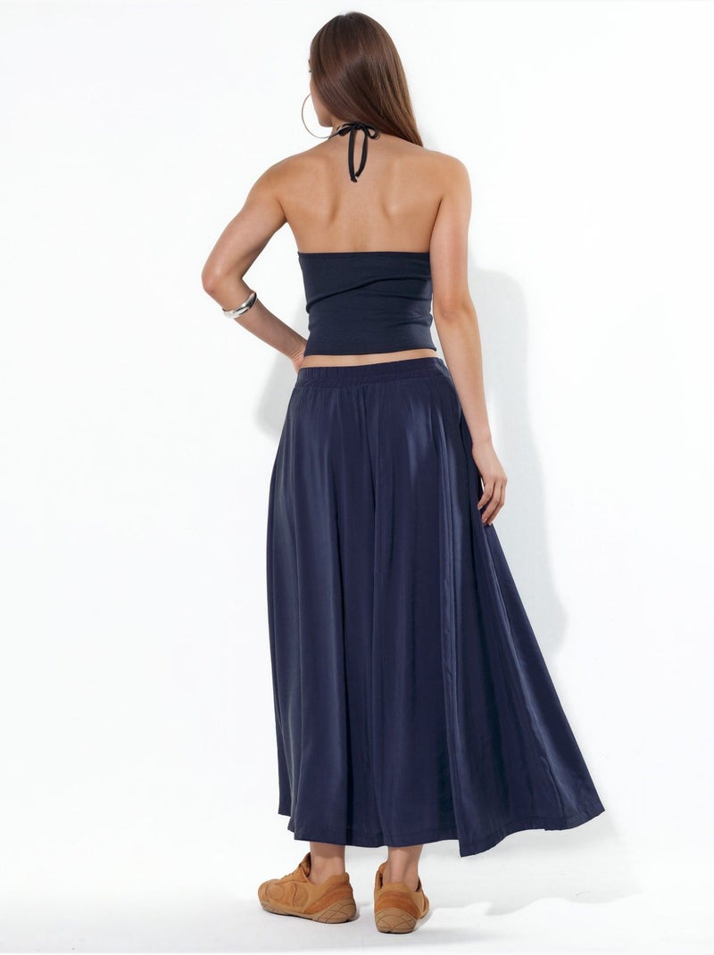 Gonna maxi a trapezio a vita alta busem Blu marino - Kiabi