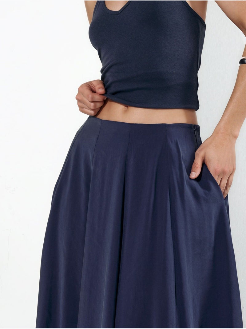 Gonna maxi a trapezio a vita alta busem Blu marino - Kiabi
