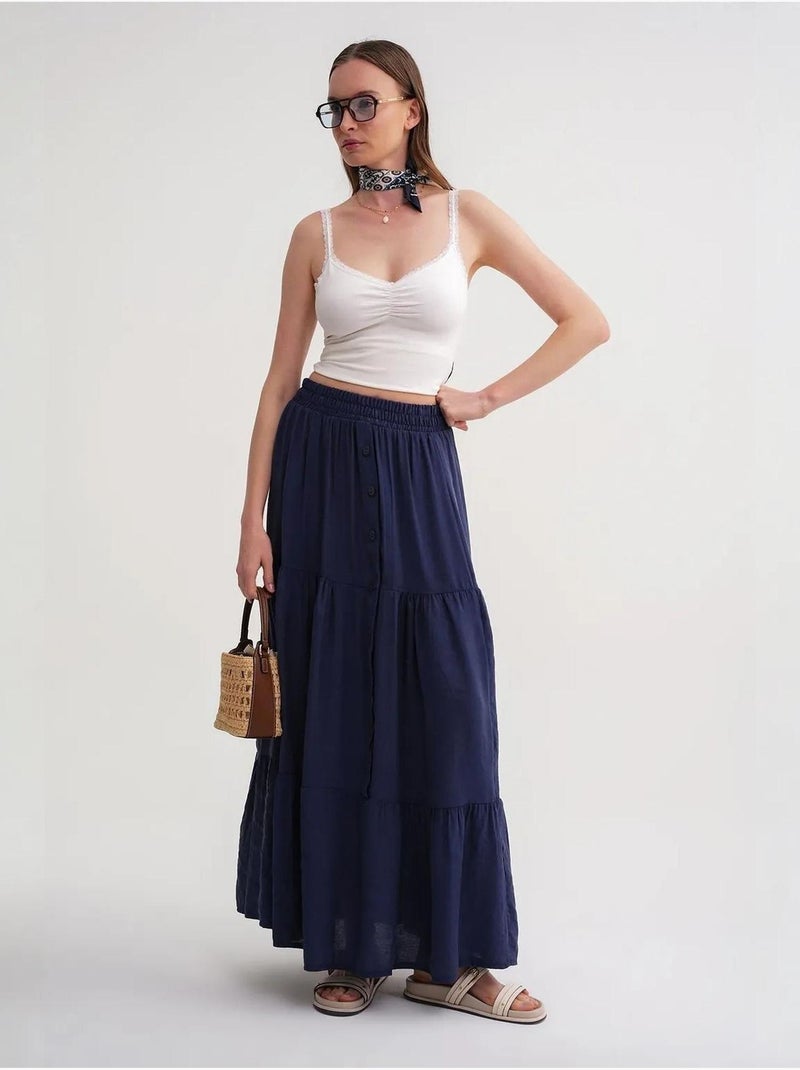Gonna maxi a vita alta mixray Blu marino - Kiabi