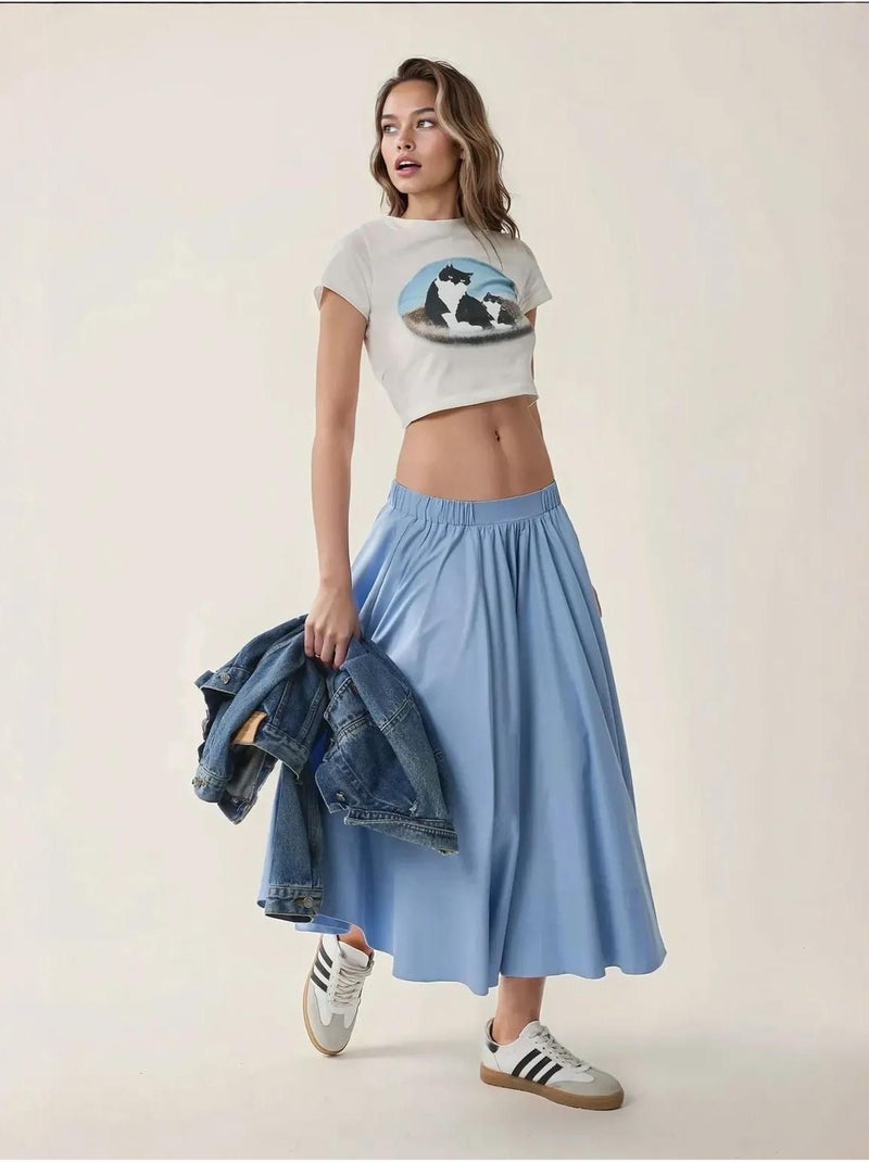 Gonna maxi aderente a linea a hiccup Blu cielo - Kiabi