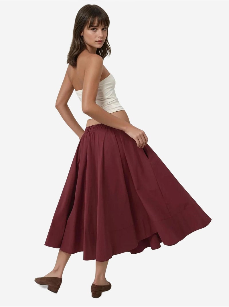 Gonna maxi aderente a linea a hiccup Rosso bordeaux - Kiabi