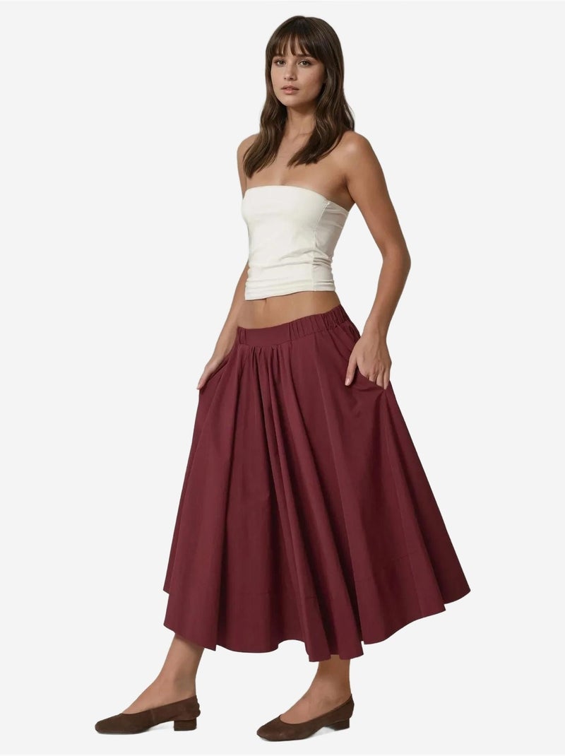 Gonna maxi aderente a linea a hiccup Rosso bordeaux - Kiabi