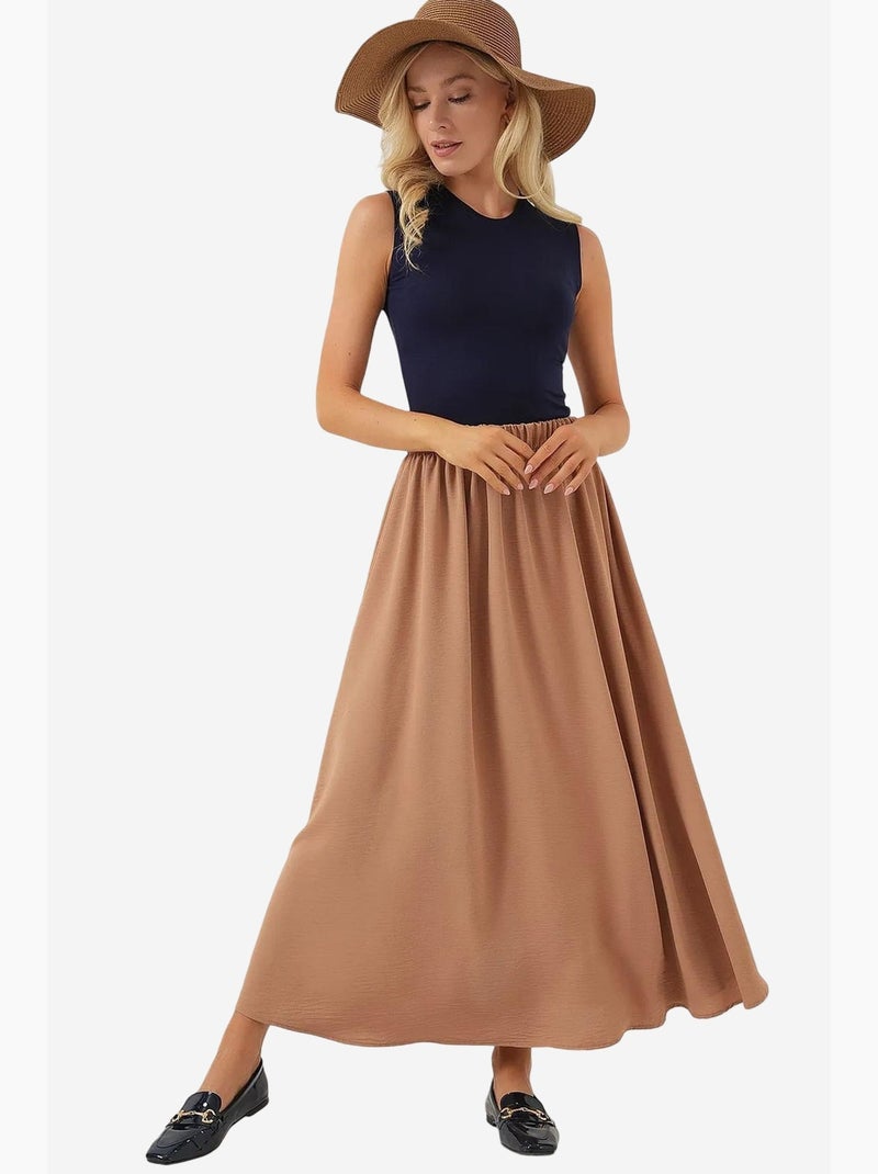 Gonna maxi con vita elasticizzata bdart Cammello - Kiabi