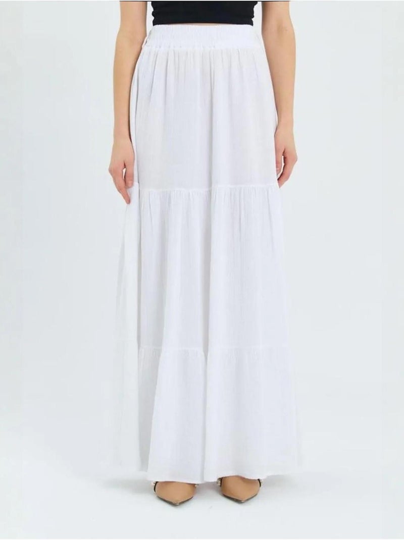 Gonna maxi in cotone mixray Bianco - Kiabi
