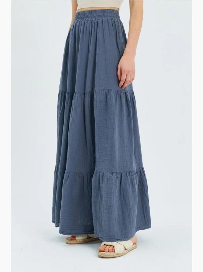 Gonna maxi in cotone mixray Blu - Kiabi