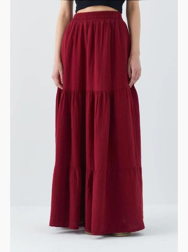 Gonna maxi in cotone mixray Rosso bordeaux - Kiabi