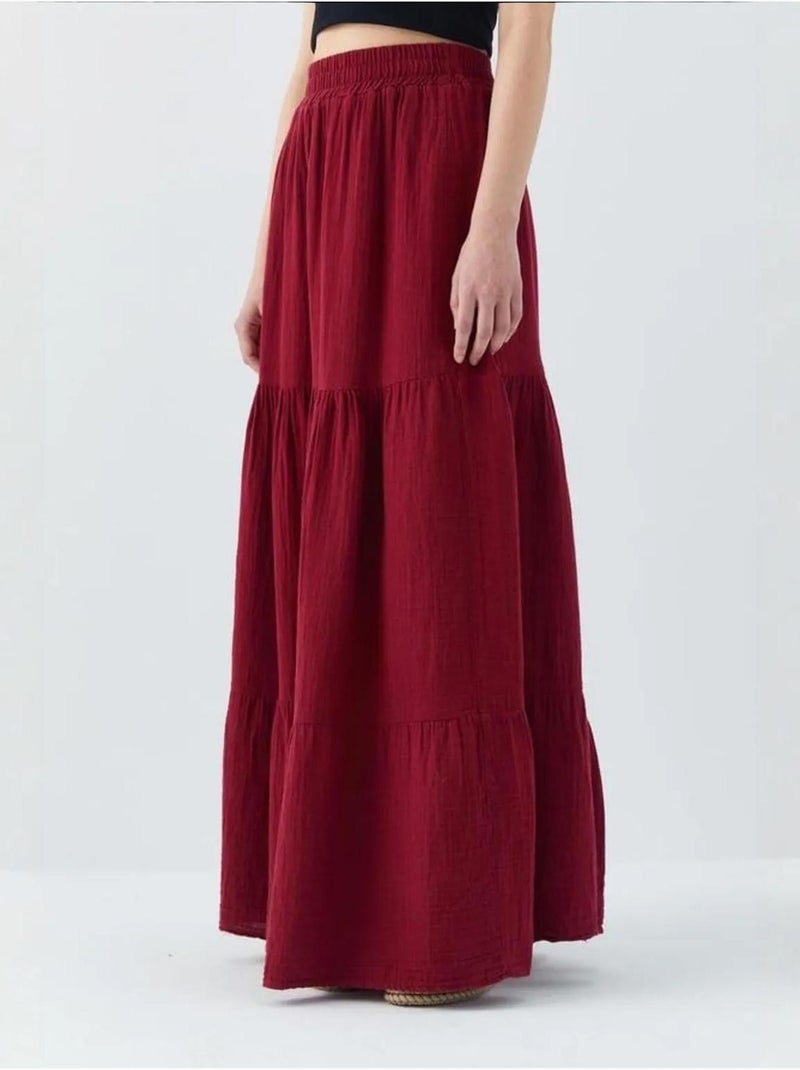 Gonna maxi in cotone mixray Rosso bordeaux - Kiabi