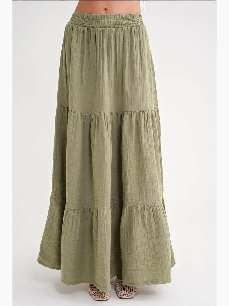 Gonna maxi in cotone mixray Verde pastello - Kiabi