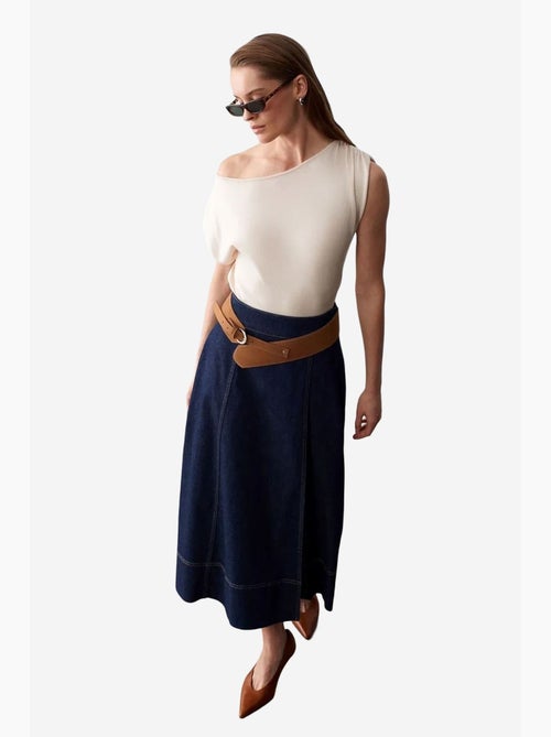 Gonna maxi in denim a linea a a vita alta con cintura dilvin - Kiabi Gonna maxi in denim a linea a a vita alta con cintura dilvin - Kiabi