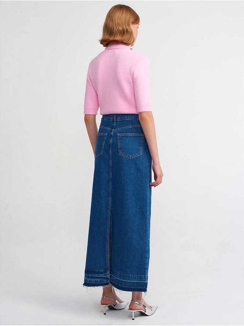 Gonna maxi in denim dritta a vita alta dilvin Blu zaffiro - Kiabi