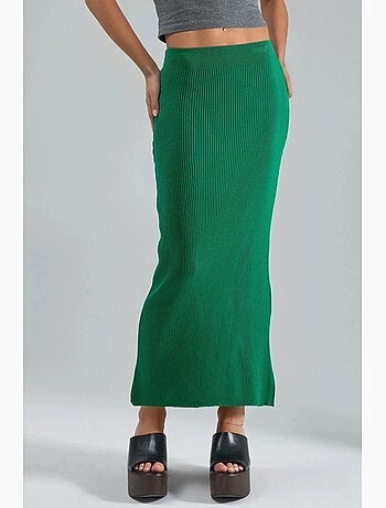 Gonna maxi in maglia a coste a vita alta my fashion