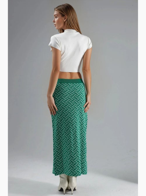 Gonna maxi in maglia geometrica a vita alta con chiusura a bottoni my fashion - Kiabi