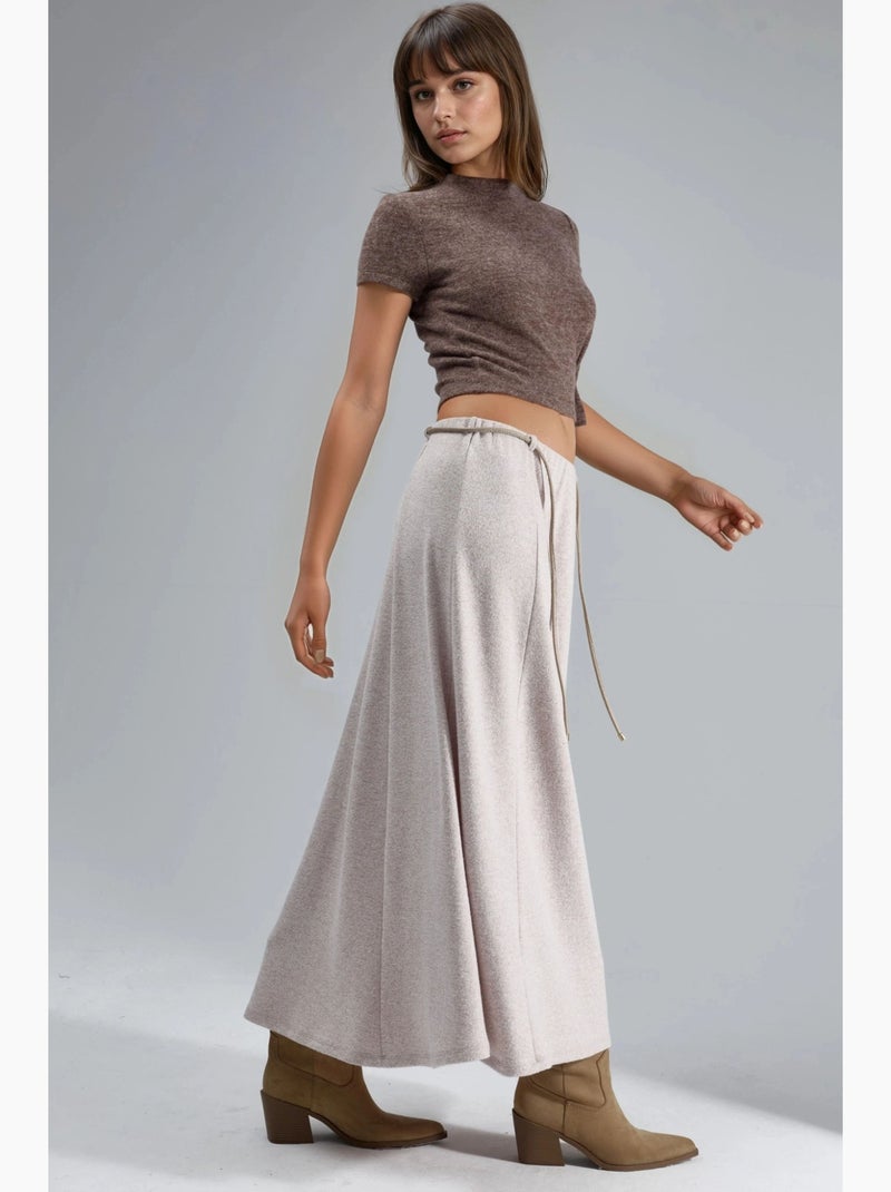 Gonna maxi testurizzata con dettaglio fiocco busem Beige argilla - Kiabi