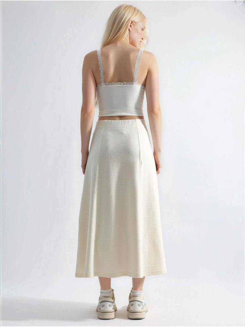 Gonna midi a linea a dalla texture morbida busem Beige - Kiabi