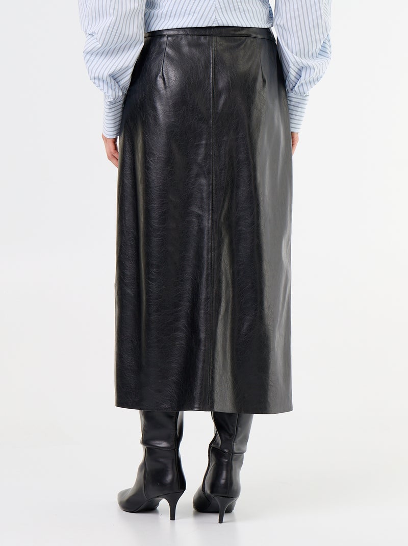 Gonna midi a taglio dritto in similpelle Nero - Kiabi