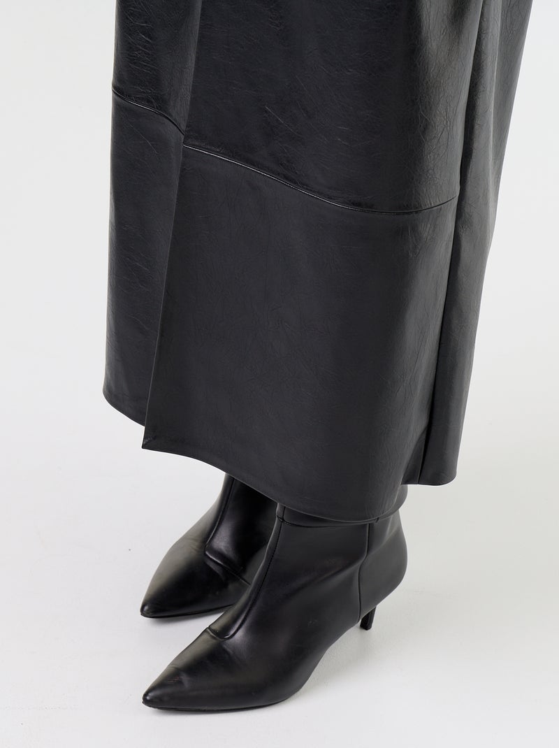 Gonna midi a taglio dritto in similpelle Nero - Kiabi