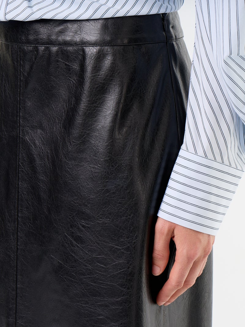 Gonna midi a taglio dritto in similpelle Nero - Kiabi
