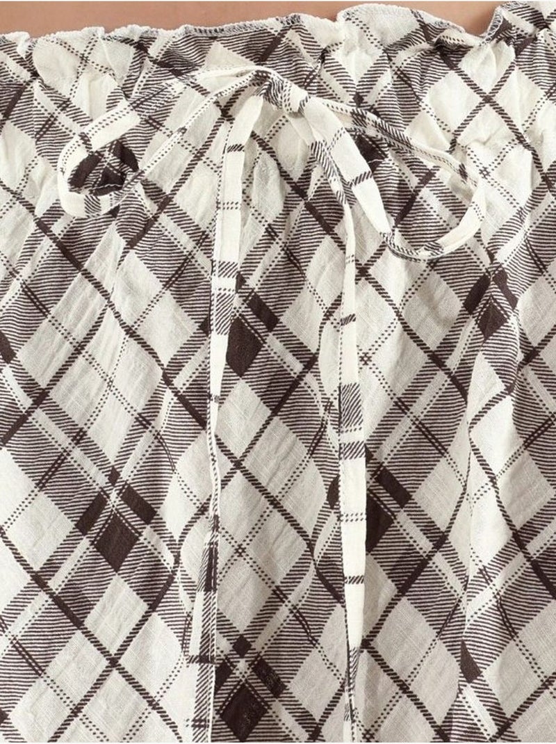 Gonna midi a trapezio a vita alta a quadri busem Multicolore - Kiabi