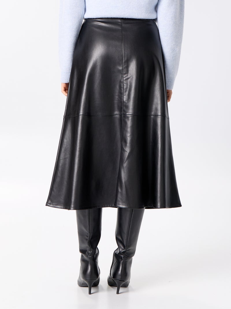 Gonna midi a trapezio in similpelle Nero - Kiabi