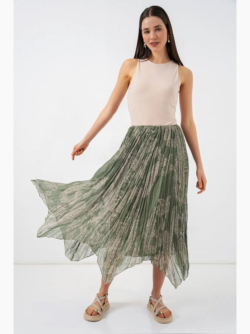 Gonna midi a vita alta a linea a con stampa paisley bdart Verde scuro - Kiabi