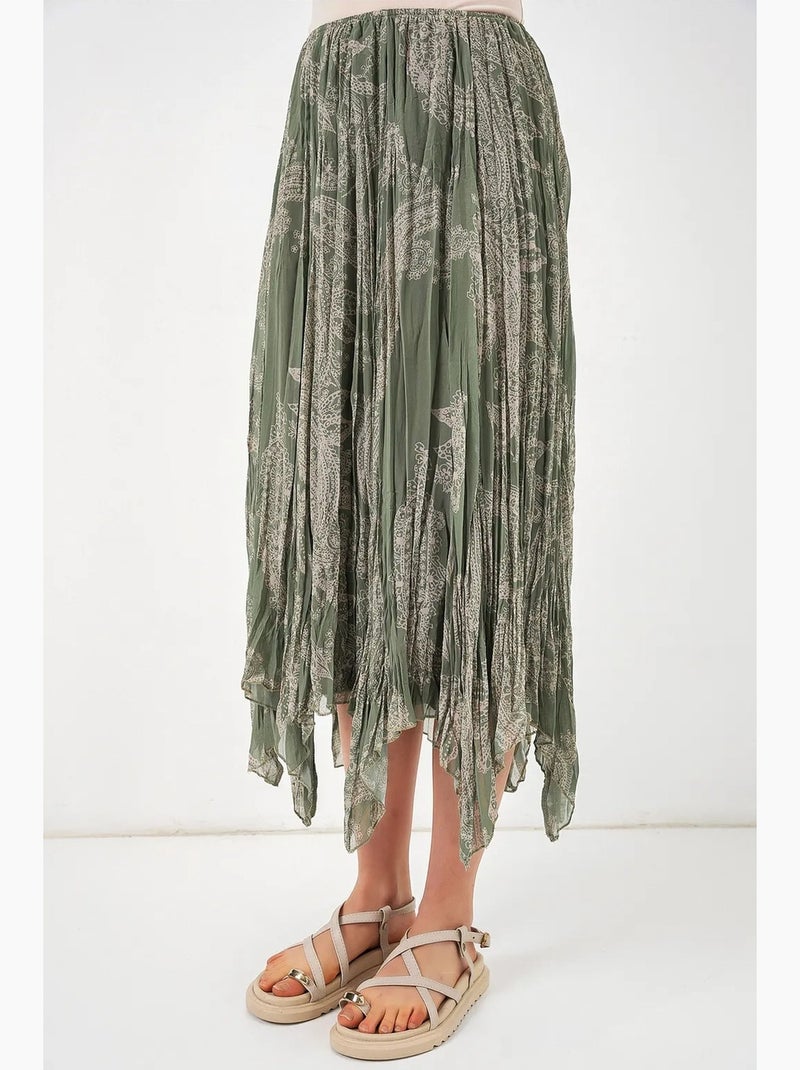 Gonna midi a vita alta a linea a con stampa paisley bdart Verde scuro - Kiabi