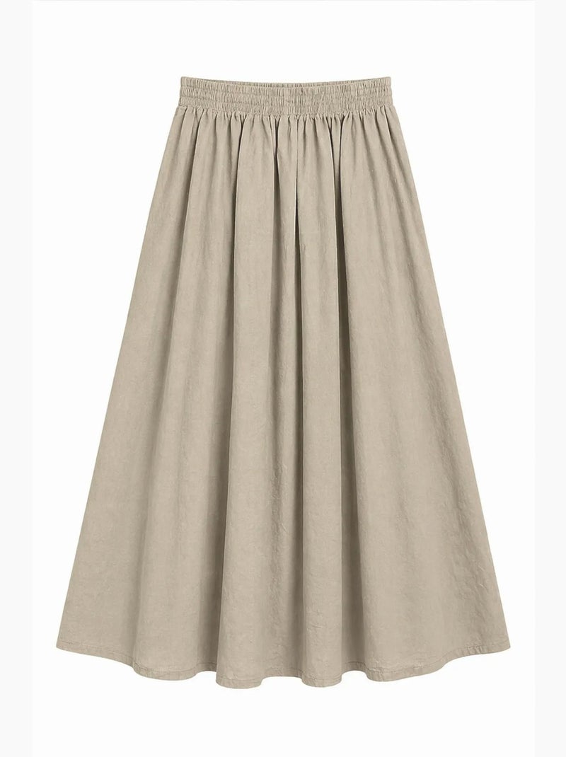 Gonna midi a vita alta a linea a mixray Beige argilla - Kiabi