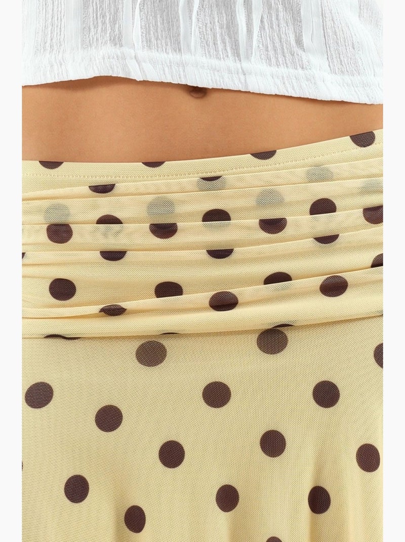 Gonna midi a vita alta a trapezio con pois busem Beige argilla - Kiabi