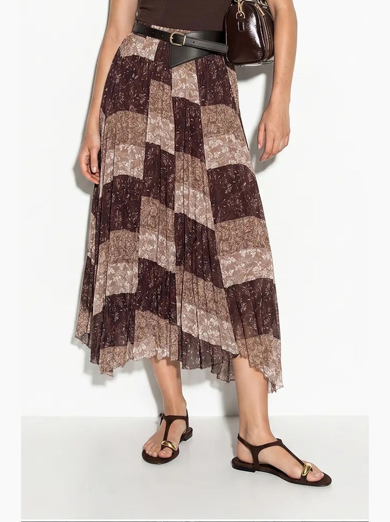 Gonna midi a vita alta con stampa paisley e cintura lucci Beige naturale - Kiabi