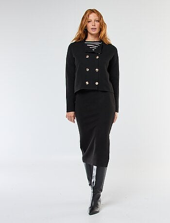 Gonna midi aderente in maglia ottoman