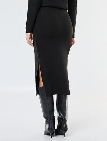 Gonna midi aderente in maglia ottoman