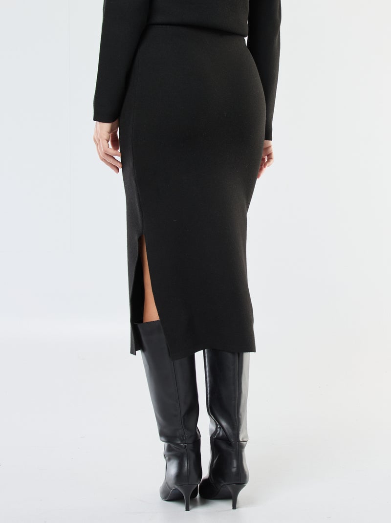 Gonna midi aderente in maglia ottoman Nero - Kiabi