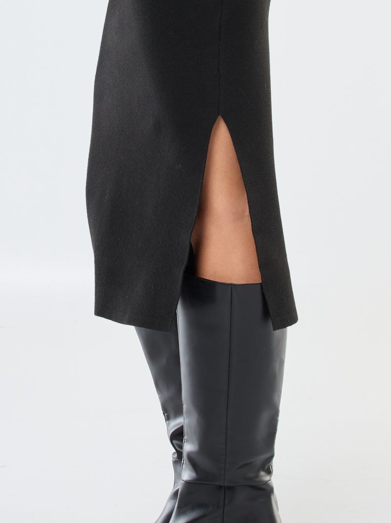 Gonna midi aderente in maglia ottoman Nero - Kiabi