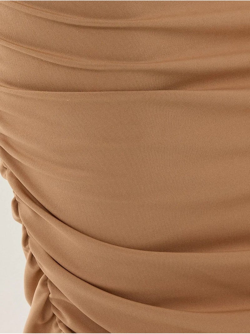Gonna midi arricciata Beige naturale - Kiabi