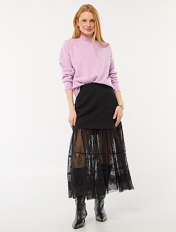 Gonna midi bi-materiale