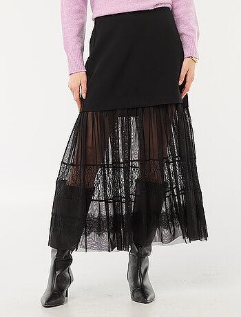 Gonna midi bi-materiale