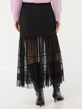 Gonna midi bi-materiale