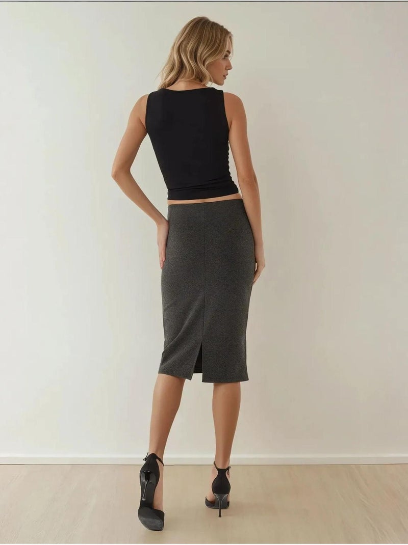 Gonna midi bodycon a vita alta hiccup Grigio nero - Kiabi