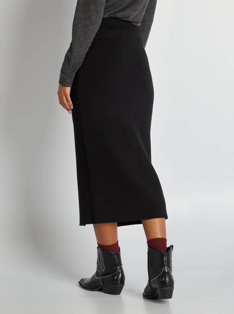 Gonna midi calda aderente nero - Kiabi