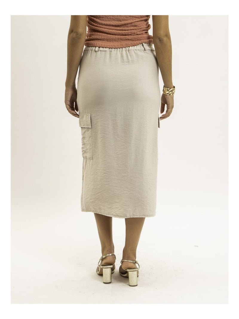 Gonna midi cargo XILITA Beige - Kiabi