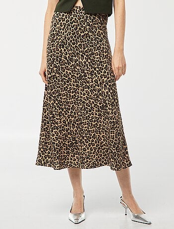 Gonna midi con motivo leopardato