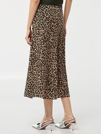 Gonna midi con motivo leopardato