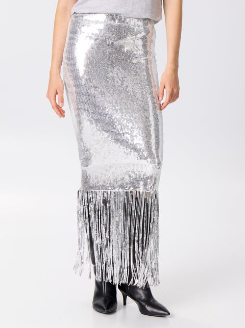 Gonna midi con paillettes e frange - Kiabi