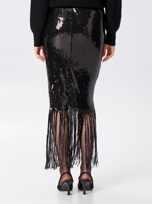 Gonna midi con paillettes e frange - Kiabi
